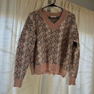 Pink and gray snakeskin sweater